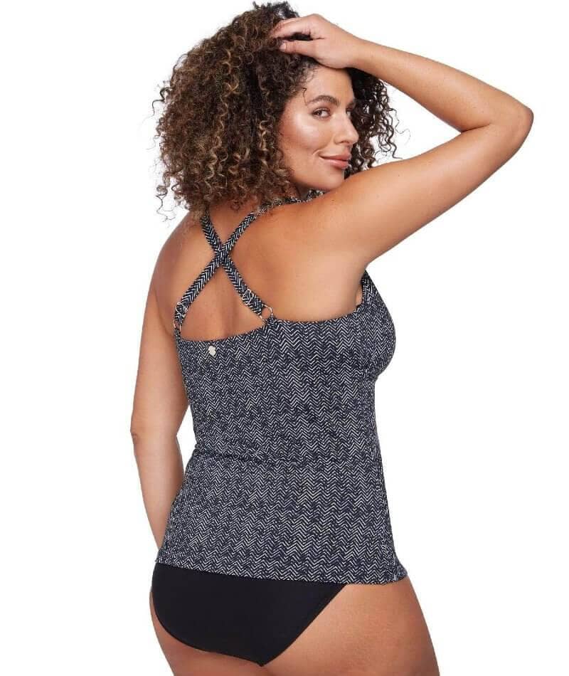 Artesands Zig Zag Raphael E-F Cup Underwire Tankini Top - Black - Image 4