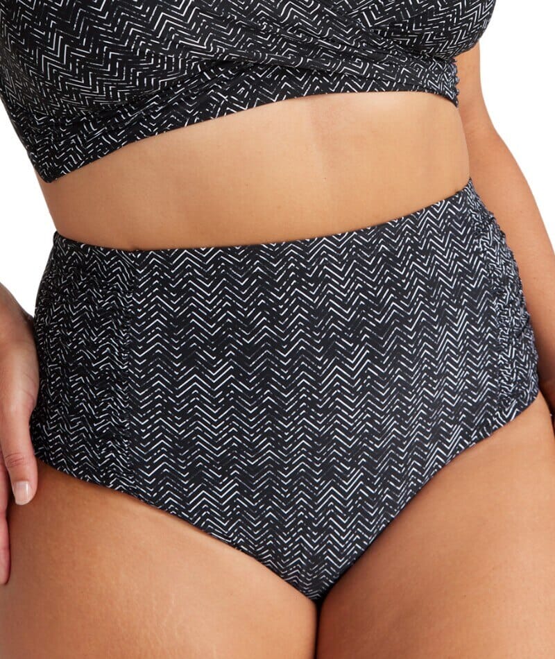 Artesands Zig Zag Rouched Side High Waist Swim Brief - Black - Image 3
