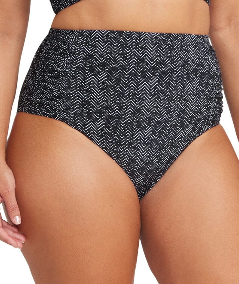 Artesands Zig Zag Rouched Side High Waist Swim Brief - Black - Image 4
