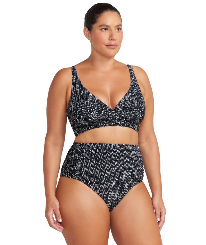Artesands Zig Zag Rouched Side High Waist Swim Brief - Black - Image 5