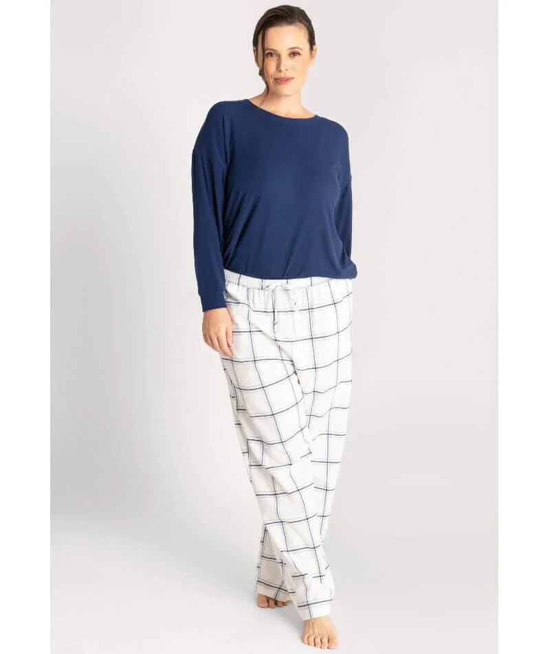 Ava & Audrey Amelia Brushed Cotton Pant - Ivory - Image 4