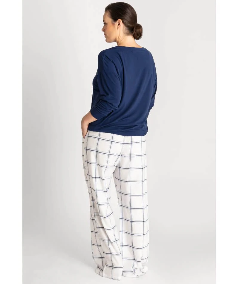 Ava & Audrey Amelia Brushed Cotton Pant - Ivory - Image 5