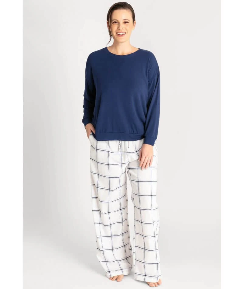Ava & Audrey Amelia Brushed Cotton Pant - Ivory - Image 7