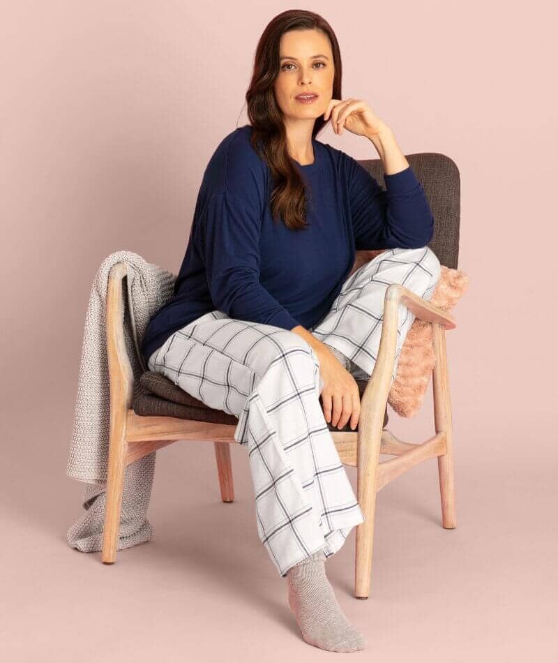Ava & Audrey Amelia Brushed Cotton Pant - Ivory - Image 8