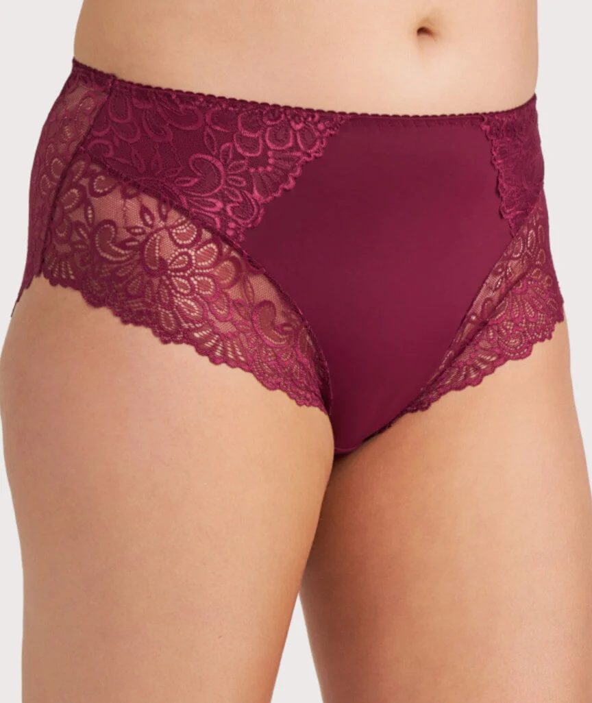 Ava & Audrey Aster Lace & Micro Full Brief - Wine Red - Image 3