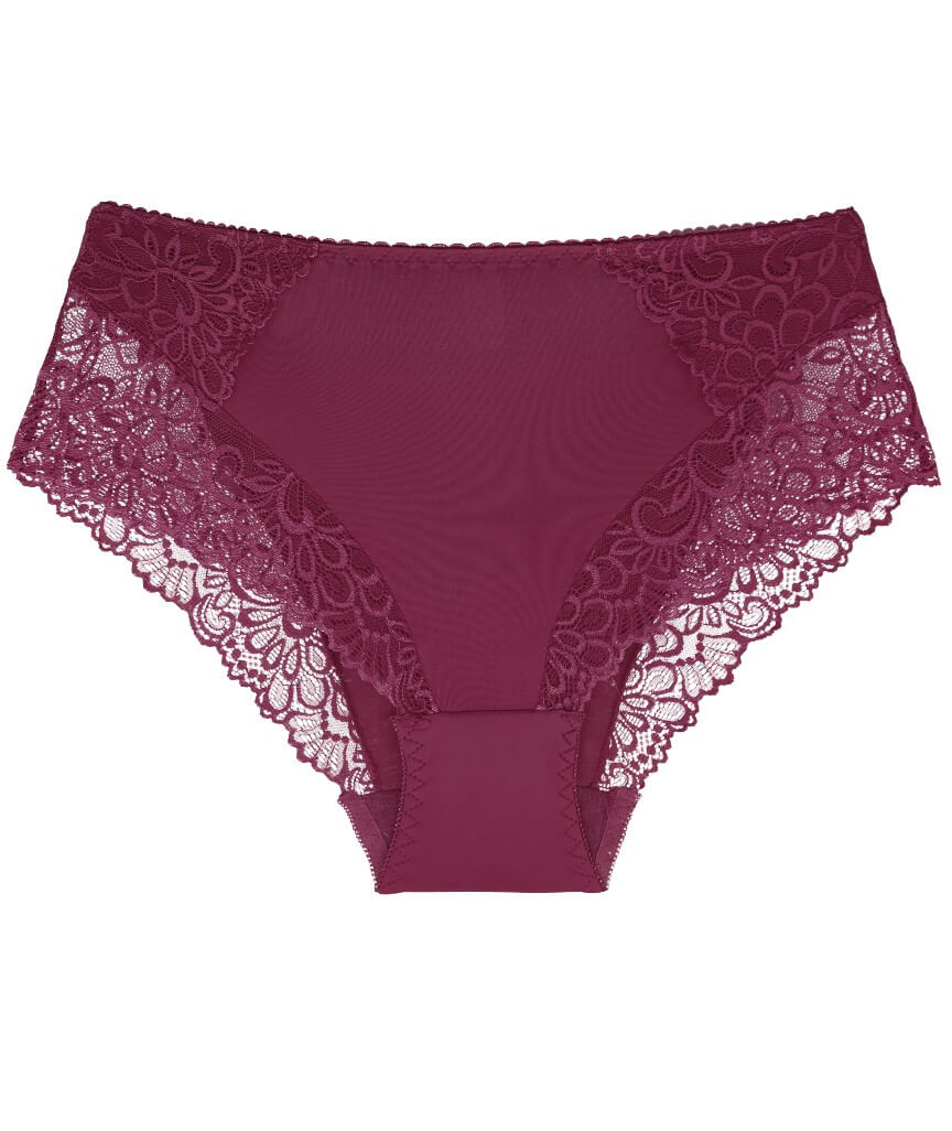 Ava & Audrey Aster Lace & Micro Full Brief - Wine Red - Image 4
