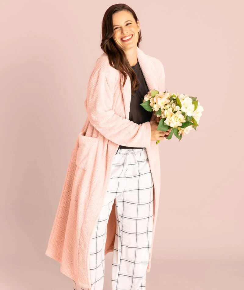 Ava & Audrey Betty Jacquard Fleece Robe - Blush - Image 4