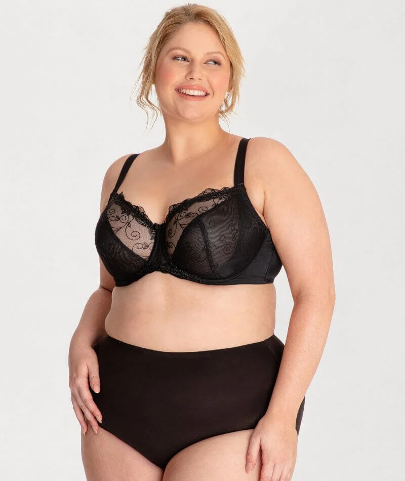 Ava & Audrey Elizabeth Embroidered Full Cup Underwired Bra - Black - Image 7