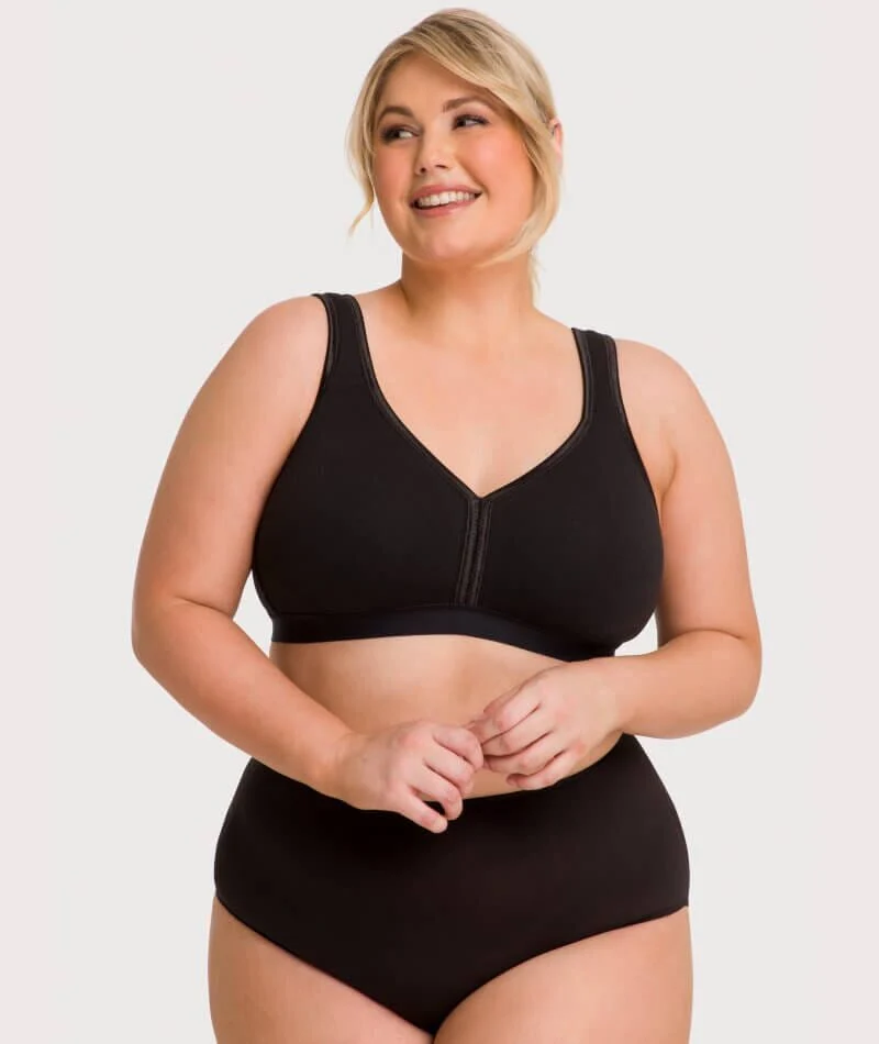 Ava & Audrey Faye Cotton Wire-Free Support Bra - Black - Image 8