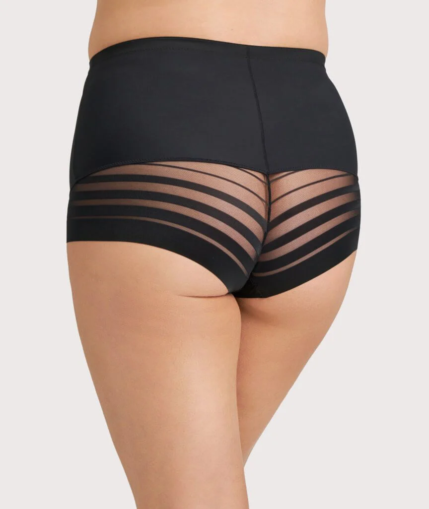 Ava & Audrey Jacquard Stripe Smoothing Full Brief - Black - Image 2