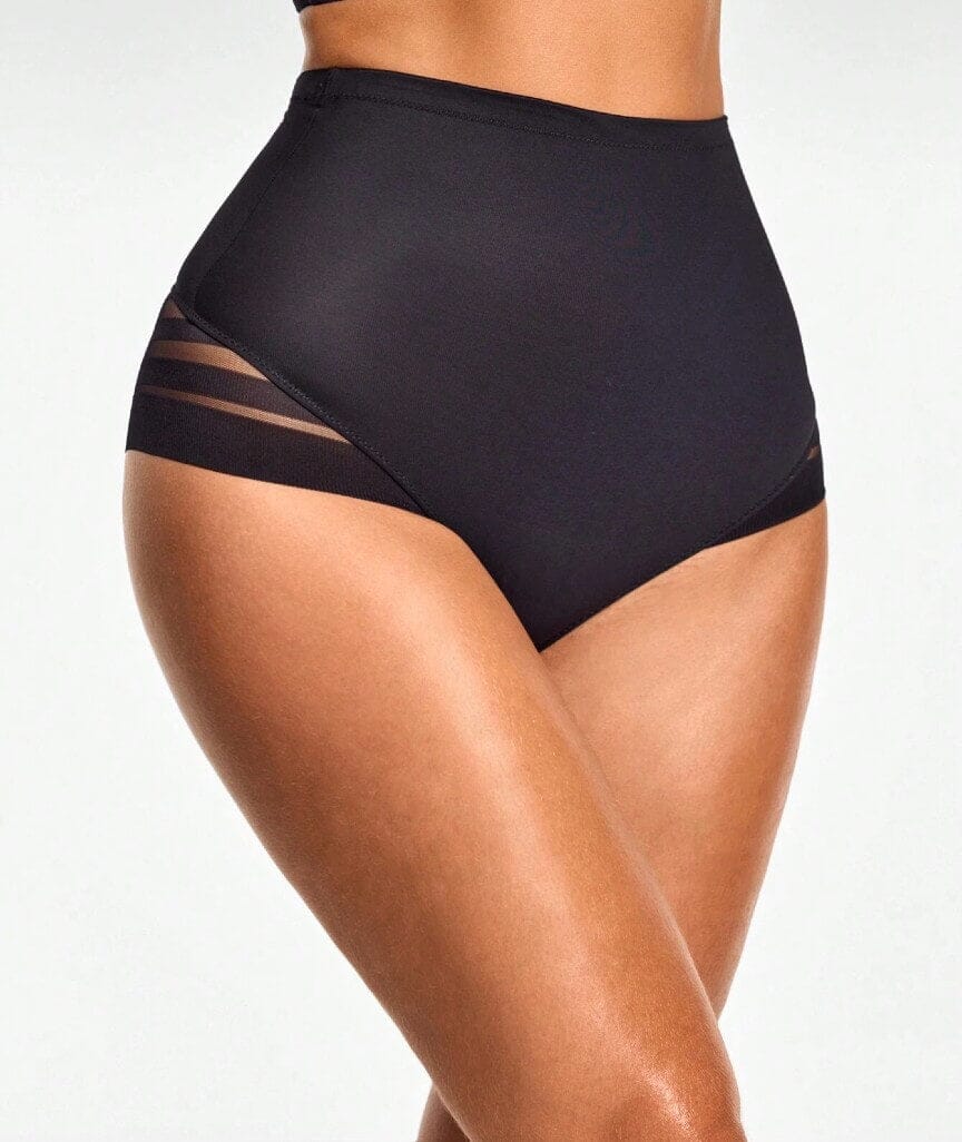 Ava & Audrey Jacquard Stripe Smoothing Full Brief - Black - Image 7