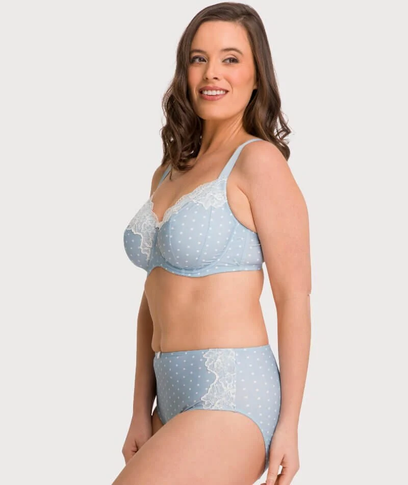 Ava & Audrey Jacqueline Full Brief with Lace - Blue/Ivory - Image 10