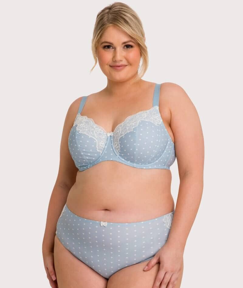 Ava & Audrey Jacqueline Full Brief with Lace - Blue/Ivory - Image 4