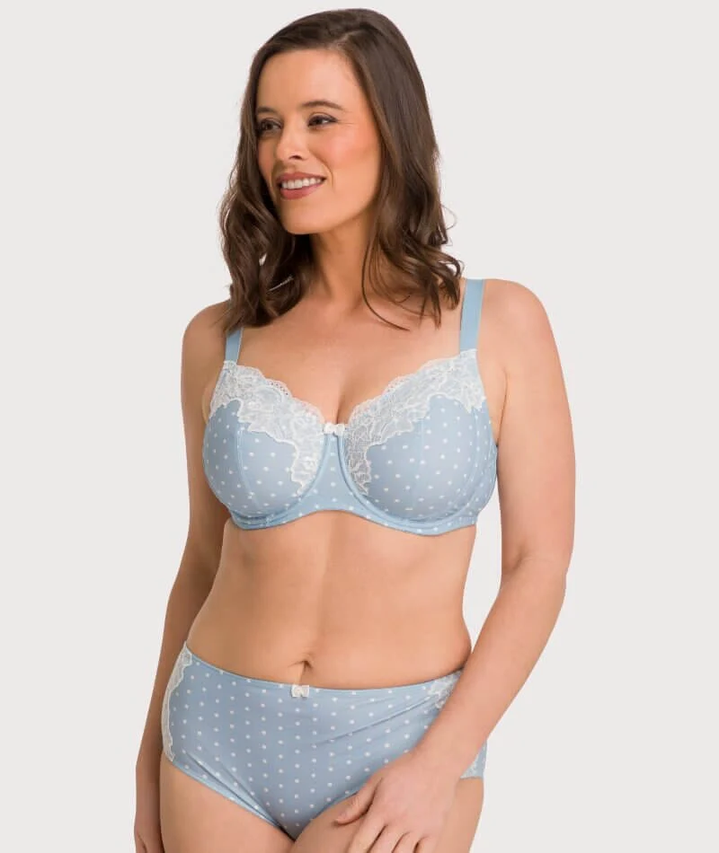 Ava & Audrey Jacqueline Full Brief with Lace - Blue/Ivory - Image 6