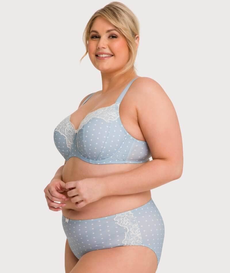 Ava & Audrey Jacqueline Full Brief with Lace - Blue/Ivory - Image 7