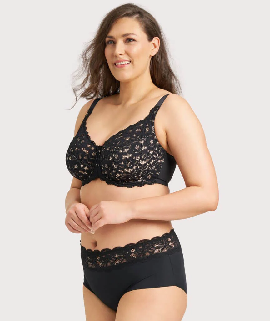 Ava & Audrey Tilly Microfibre & Lace Full Brief - Black - Image 6