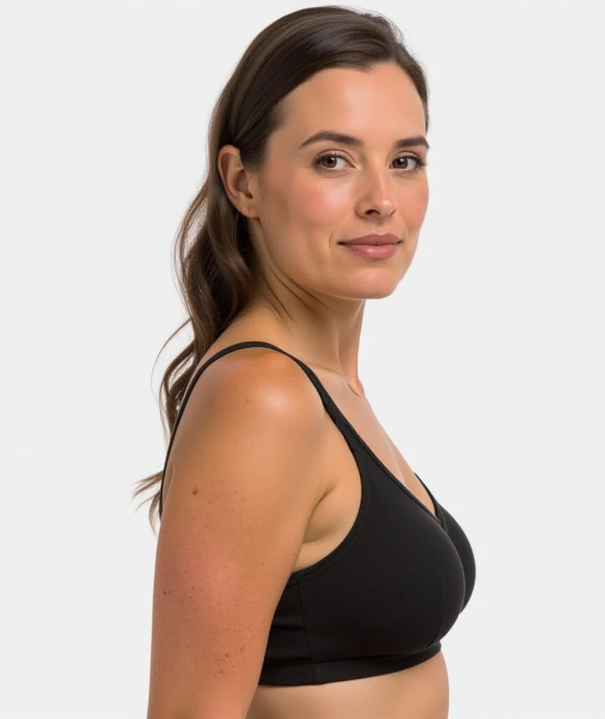 Ava & Audrey Margaret Cotton Wire-Free Front Opening Bra - Black - Image 3