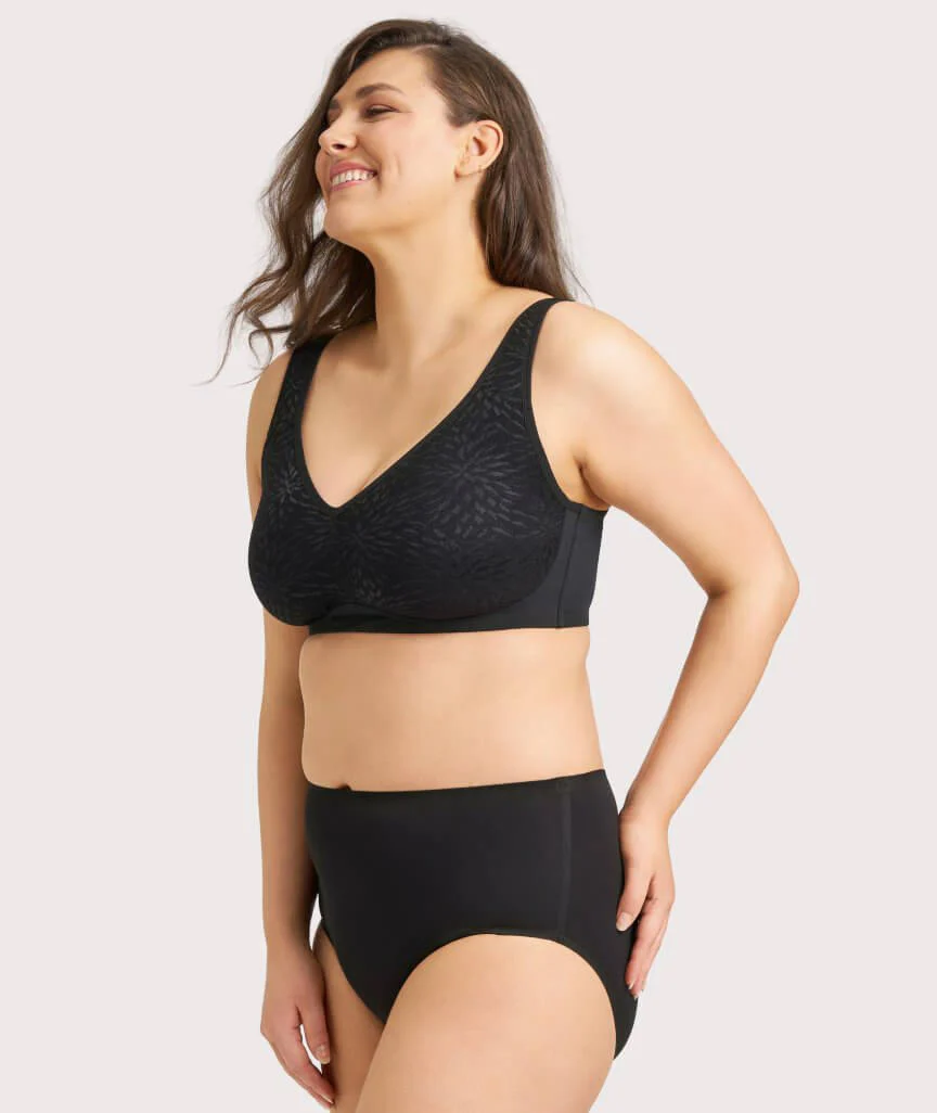 Ava & Audrey Millie Jacquard Mesh Wire-free Support Bra - Black - Image 8