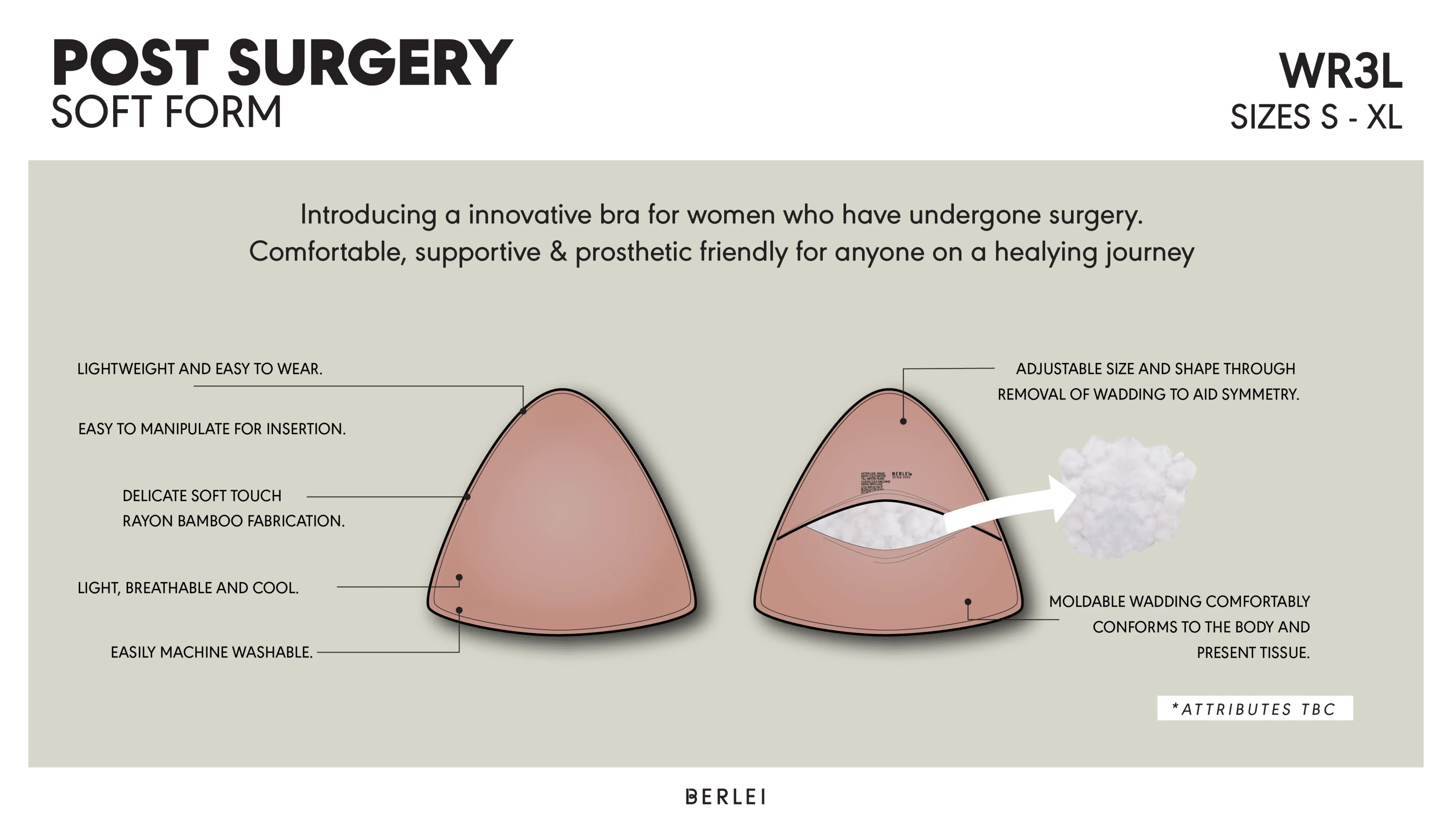 Berlei Post Surgery Soft Form Bra Insert - Nude - Image 4