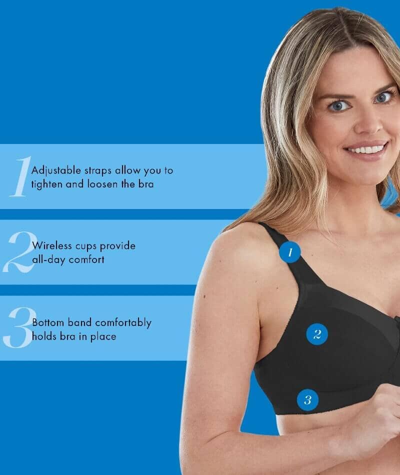 Bestform Satin Trim Wire-Free Cotton Bra With Unlined Cups 2 Pack - Black - Image 5
