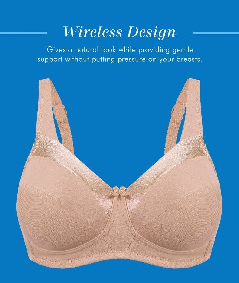 Bestform Satin Trim Wire-Free Cotton Bra With Unlined Cups 3 Pack - Black/Nude/White - Image 11
