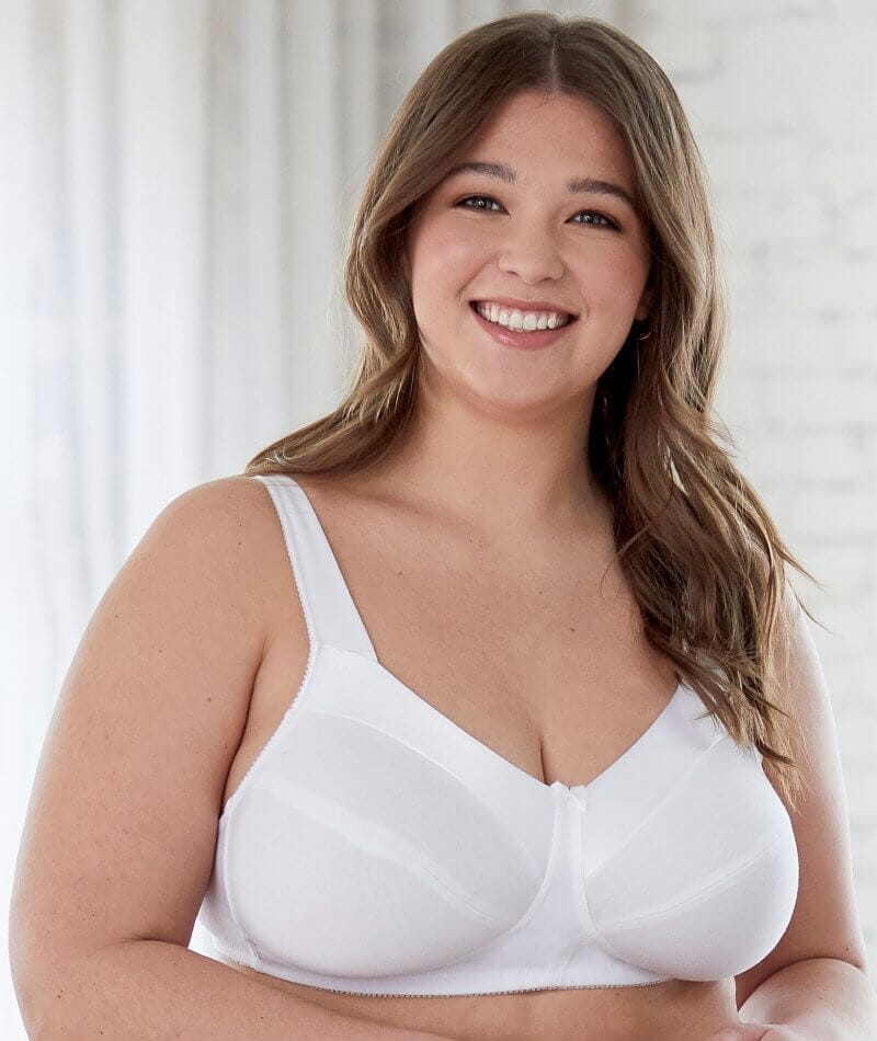 Bestform Satin Trim Wire-Free Cotton Bra With Unlined Cups 3 Pack - Black/Nude/White - Image 4