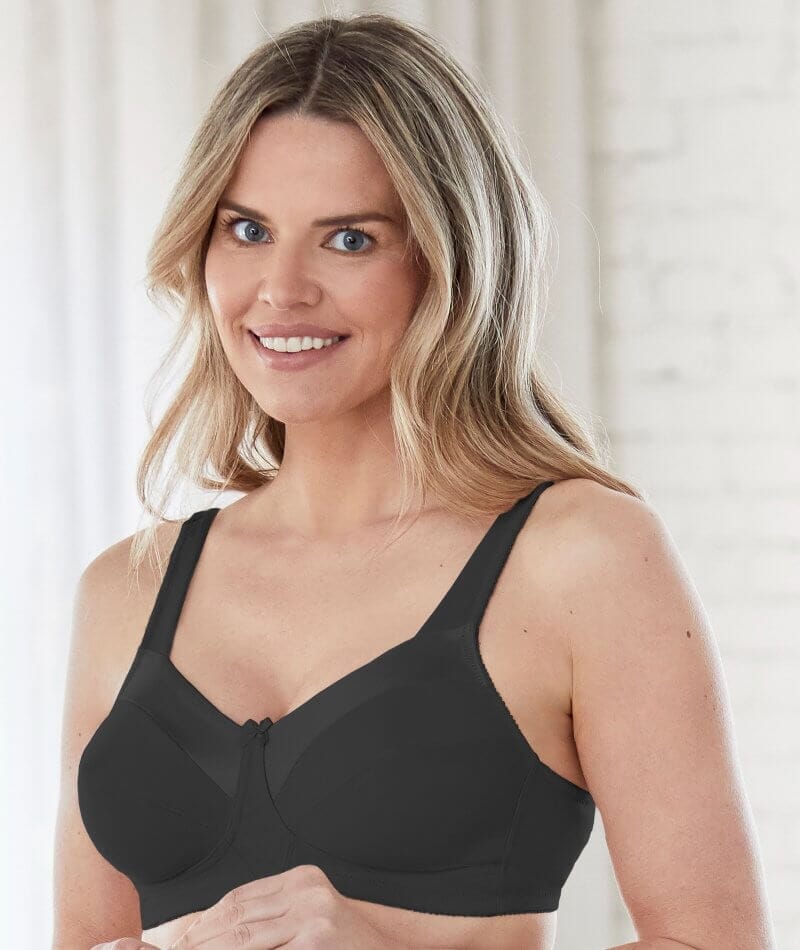 Bestform Satin Trim Wire-Free Cotton Bra With Unlined Cups 3 Pack - Black/Nude/White - Image 5
