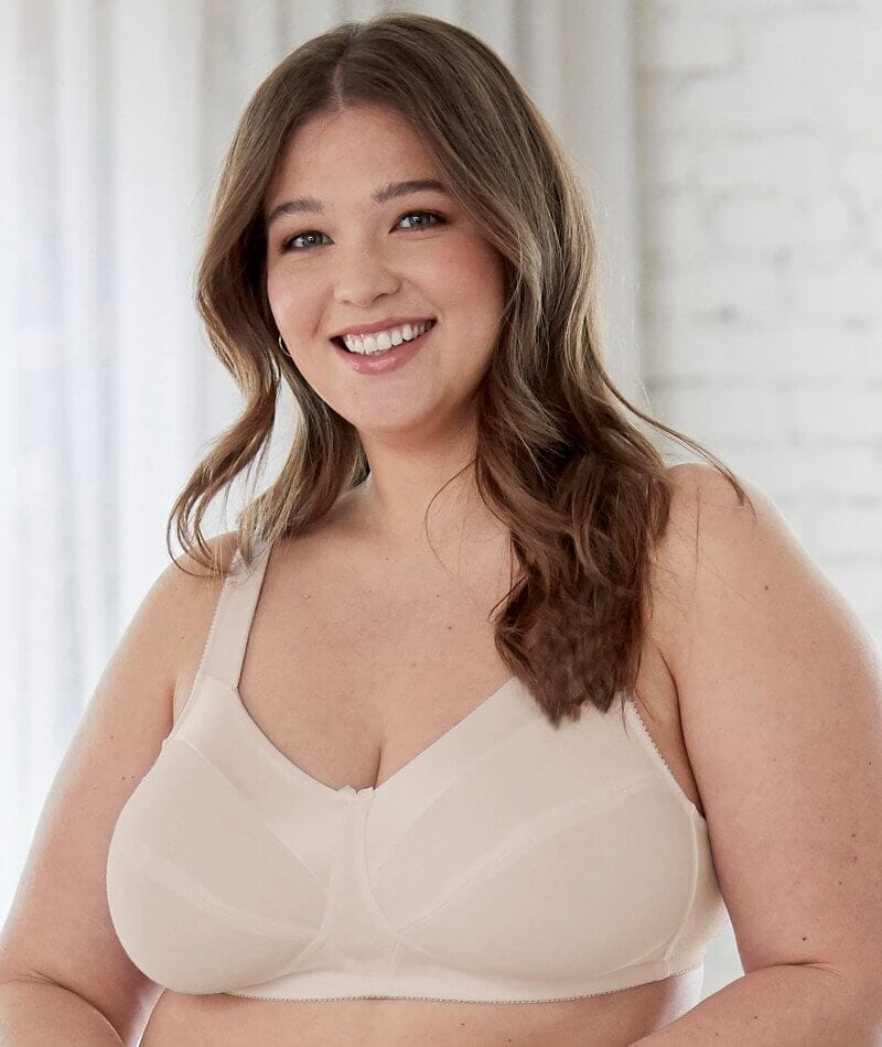Bestform Satin Trim Wire-Free Cotton Bra With Unlined Cups 3 Pack - Nude - Image 3