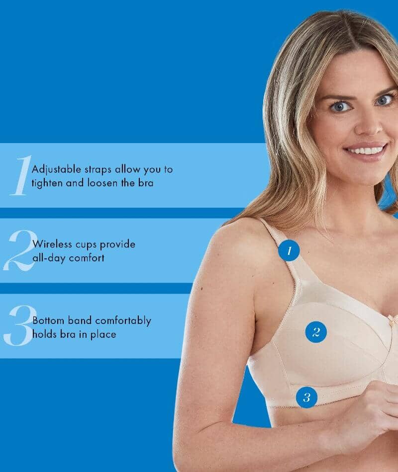 Bestform Satin Trim Wire-Free Cotton Bra With Unlined Cups - Nude - Image 4