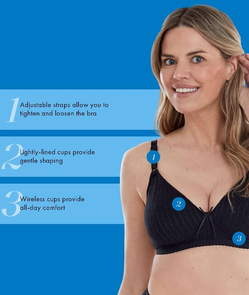 Bestform Striped Wire-Free Cotton Bra With Lightly Lined Cups - Black - Image 4