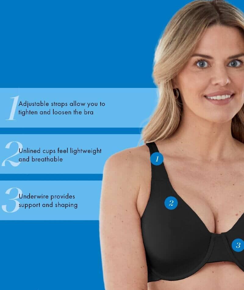 Bestform Unlined Cotton Stretch T-Shirt Bra with Underwire 2 Pack - Black - Image 5