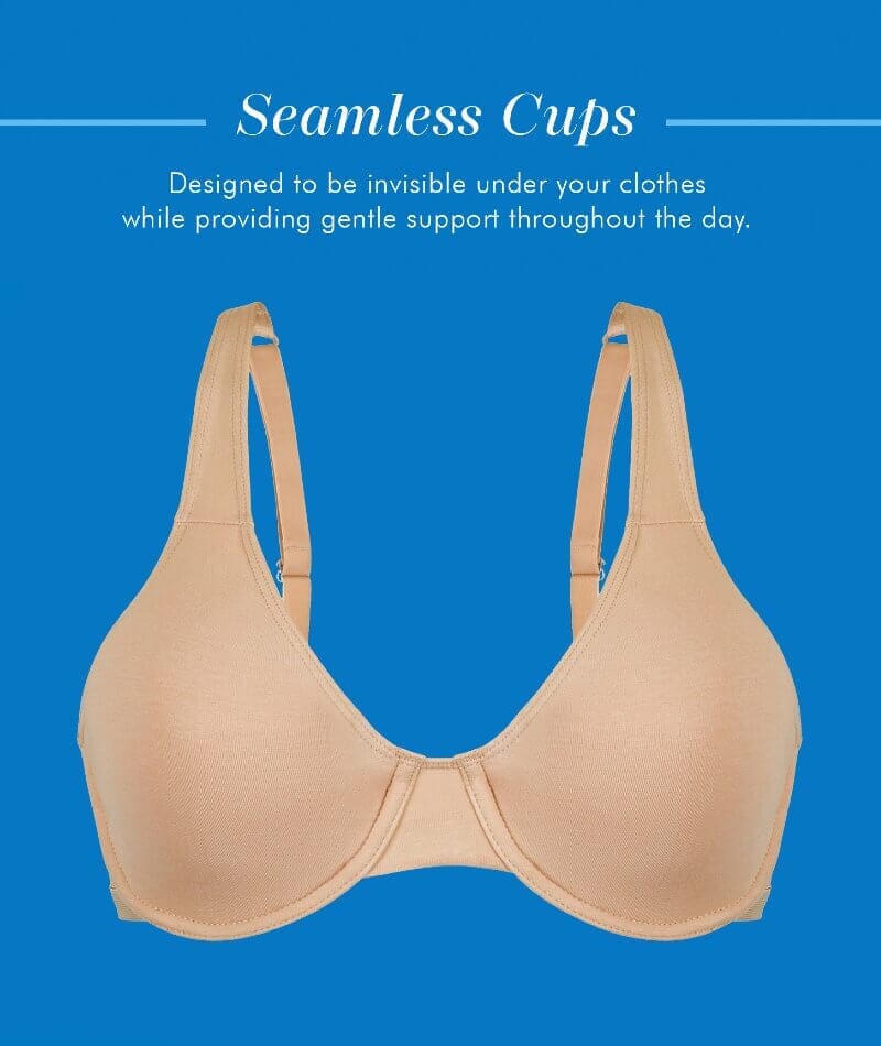 Bestform Unlined Cotton Stretch T-Shirt Bra with Underwire 2 Pack - Sand - Image 7