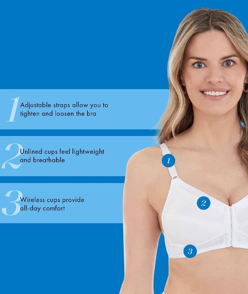 Bestform Unlined Wire-Free Cotton Bra With Front Closure - White - Image 4