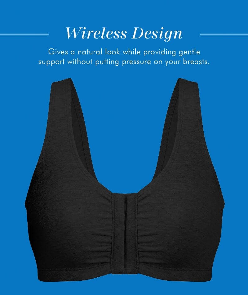 Bestform Unlined Wire-Free Cotton Stretch Sports Bra With Front Closure - Black - Image 6