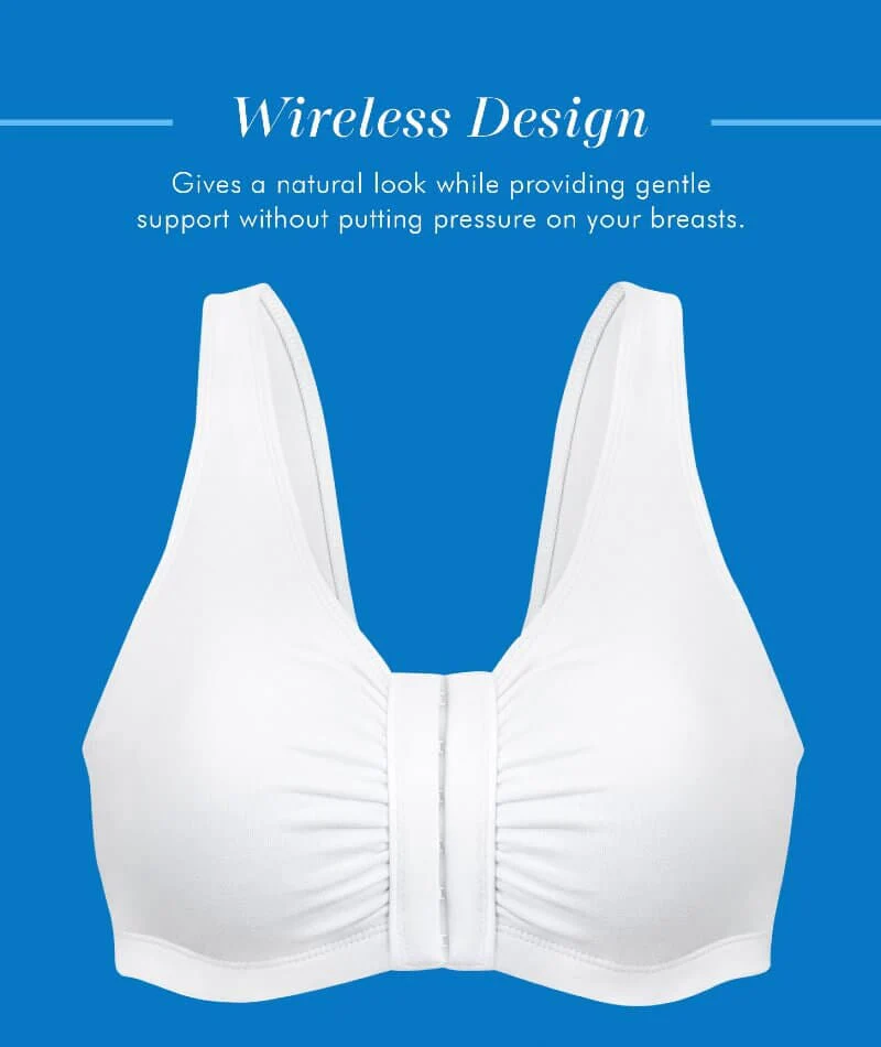 Bestform Unlined Wire-Free Cotton Stretch Sports Bra With Front Closure - White - Image 6