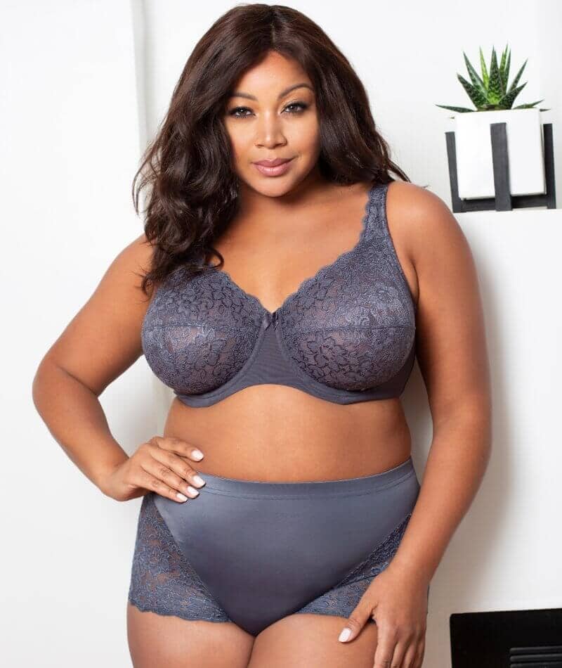 Elila Full Coverage Stretch Lace Underwired Bra - Grey - Image 10