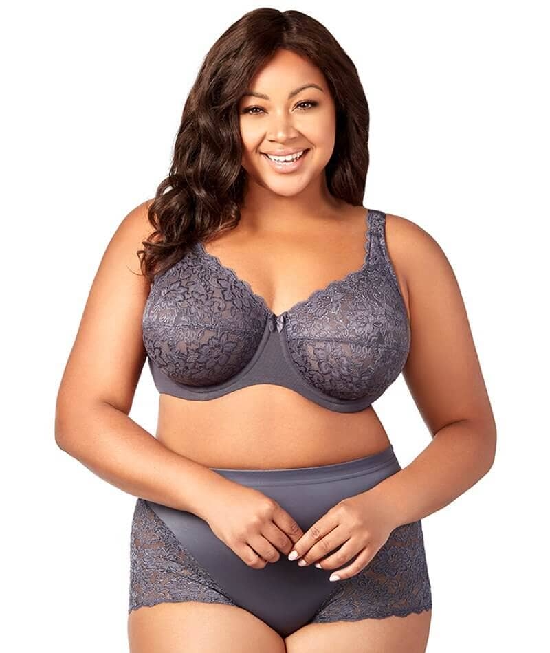 Elila Full Coverage Stretch Lace Underwired Bra - Grey - Image 7