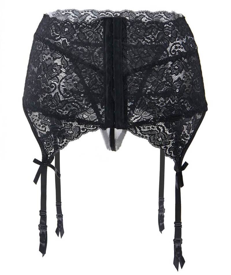 Curvy Lace Suspender with G-String - Black - Image 6
