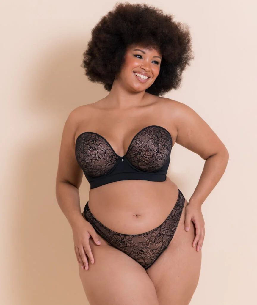Curvy Kate Hey Girls Thong - Black/Latte - Image 7
