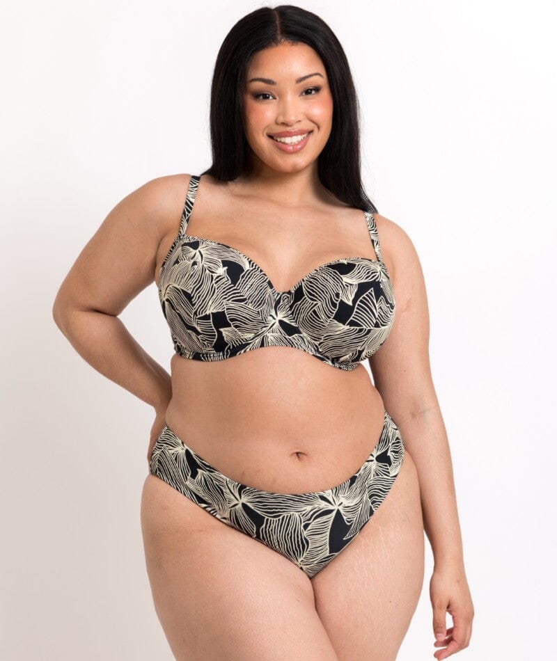 Curvy Kate Ripple Reef Balcony Bikini Top - Black Print - Image 5