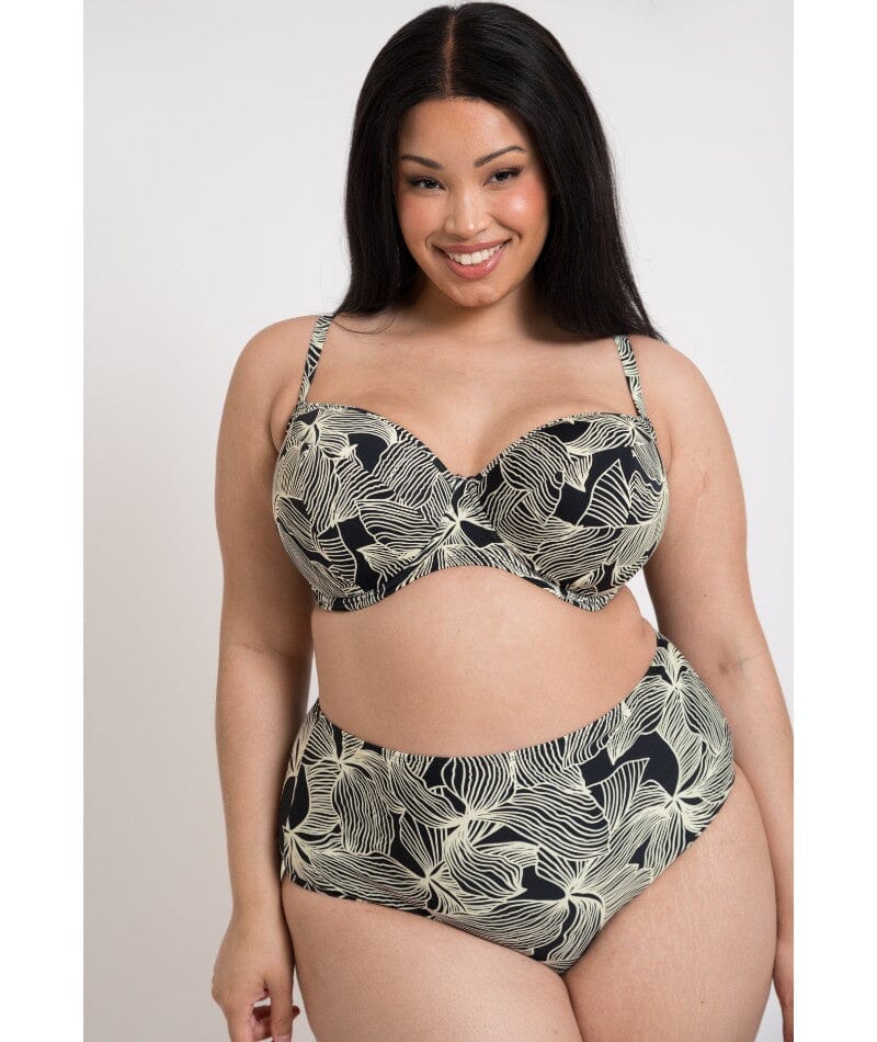 Curvy Kate Ripple Reef Balcony Bikini Top - Black Print - Image 6