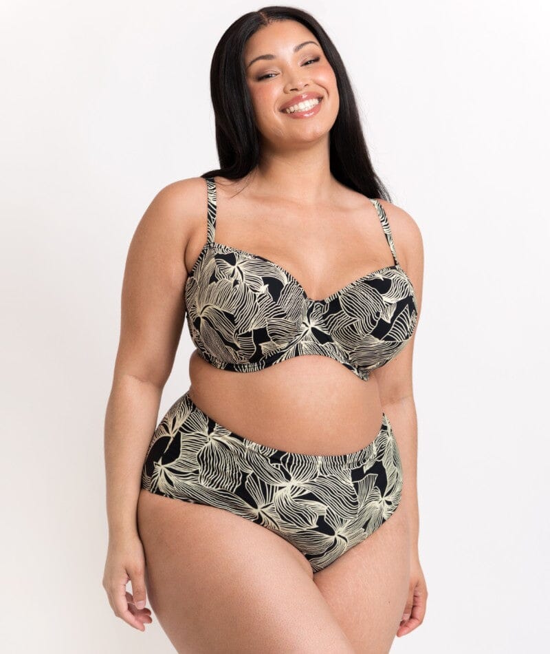 Curvy Kate Ripple Reef Balcony Bikini Top - Black Print - Image 8