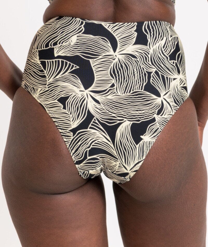 Curvy Kate Ripple Reef High Waist Bikini Brief - Black Print - Image 2