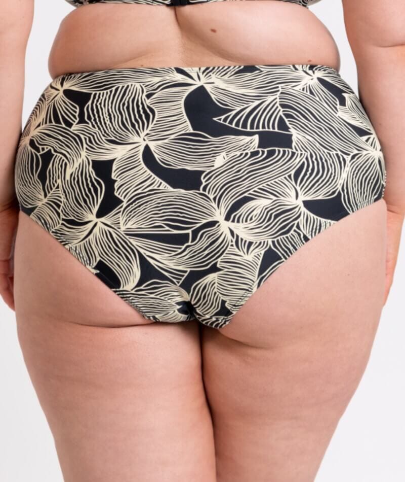 Curvy Kate Ripple Reef High Waist Bikini Brief - Black Print - Image 3