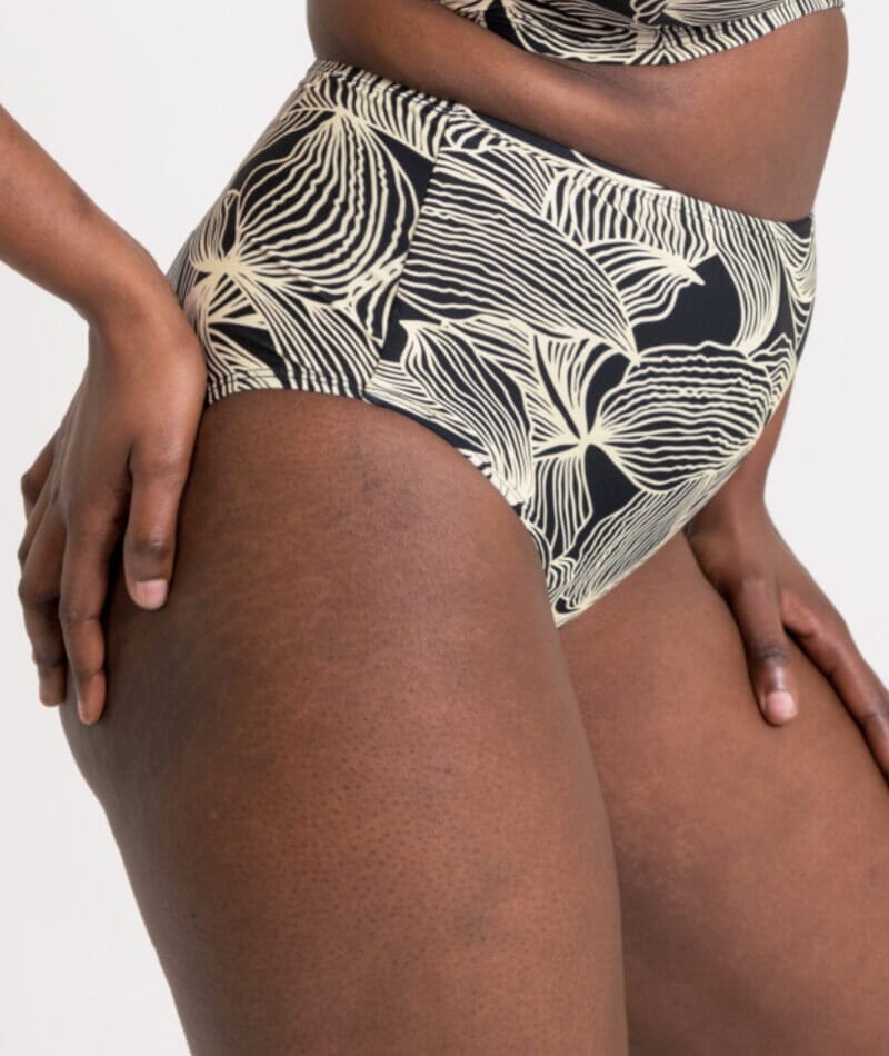 Curvy Kate Ripple Reef High Waist Bikini Brief - Black Print - Image 4
