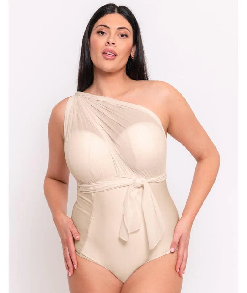 Curvy Kate Wrapsody Bandeau Swimsuit - Oyster - Image 3