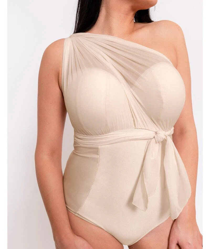 Curvy Kate Wrapsody Bandeau Swimsuit - Oyster - Image 7