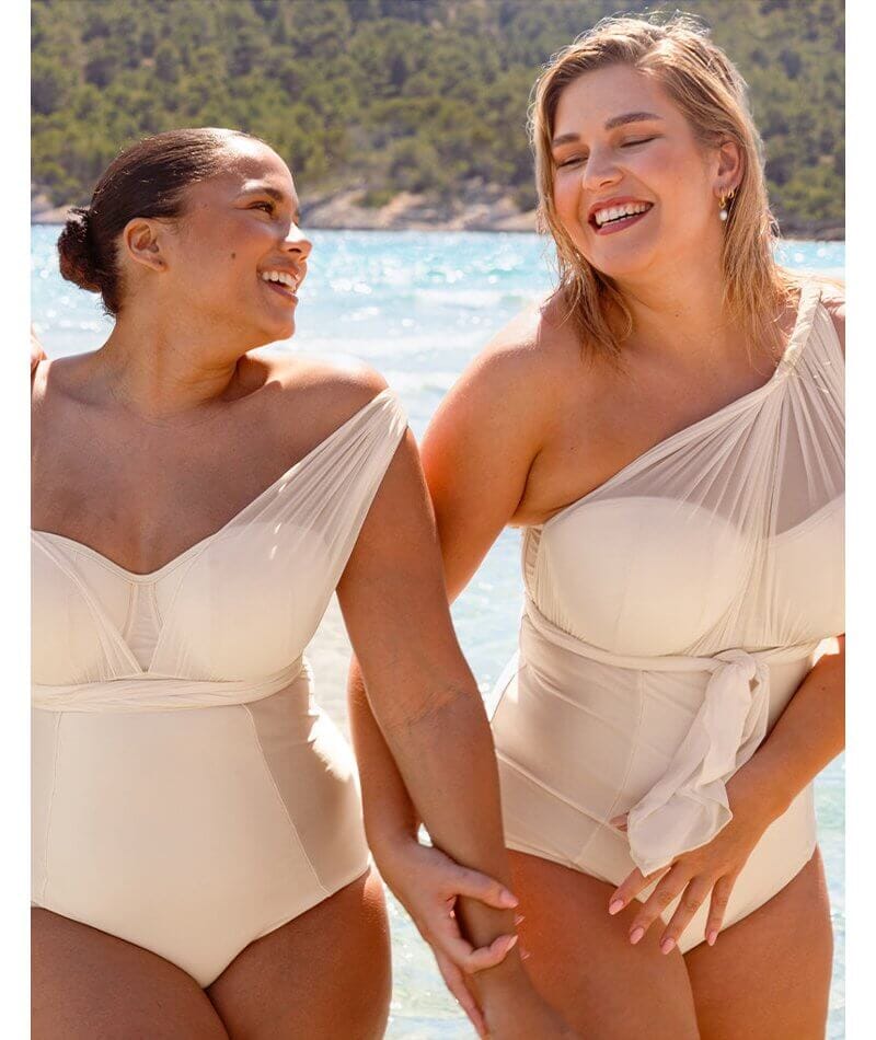 Curvy Kate Wrapsody Bandeau Swimsuit - Oyster - Image 9