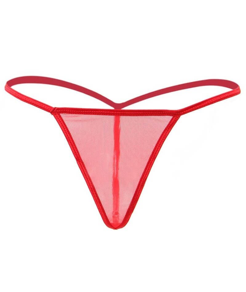 Curvy Wide Lace Suspender with G-String - Red - Image 7