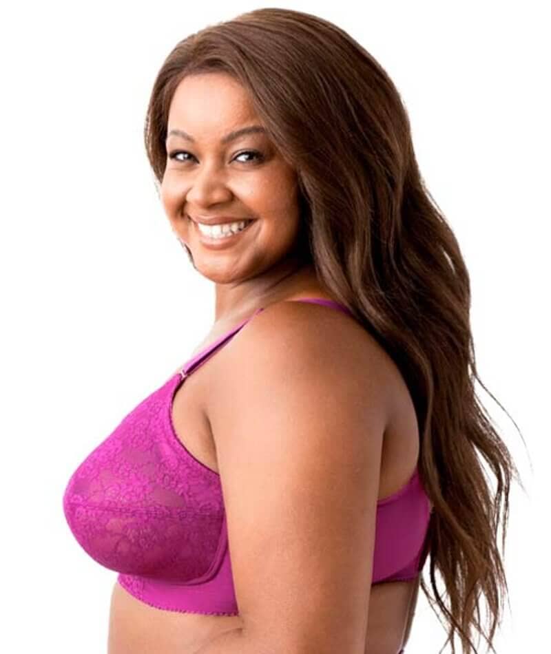 Elila Embroidered Lace Wire-Free Bra - Fuchsia - Image 5